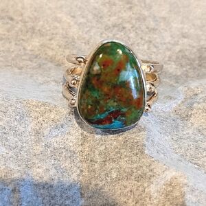 Green & Blue Opaline, 925 Ring, size 6.5